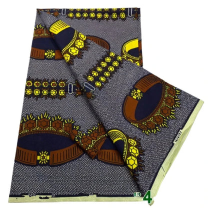 African Wax Print Fabric - High-Quality Cotton Ankara Gold Print Pagne for Wedding & Dress Sewing