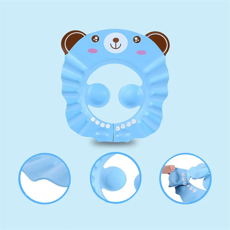 Baby Shower Hair Wash Cap - Adjustable Soft Ear Protection Hat for Kids Bath Time