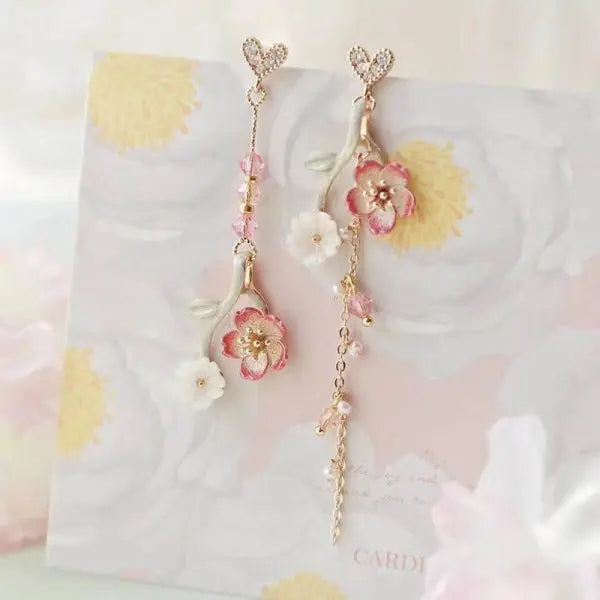 Pearl Moon Asymmetric Earrings - Butterfly Flower Zircon Drop Jewelry for Women Weddings
