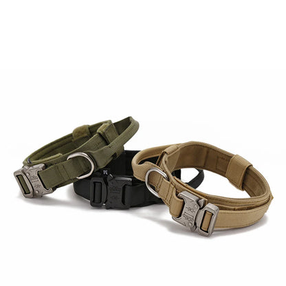 Durable Nylon Pet Dog Collar & Leash Set – Reflective Tactical Training Collar for Large Dogs
