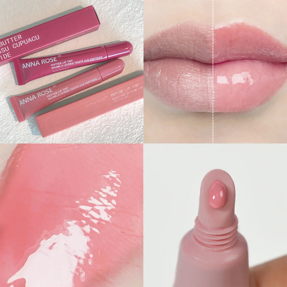 4-Color Lip Balm Set – Long-Lasting Moisturizing Gel with Coffee & Raspberry Lip Care Essence, Perfect Valentine’s Day Gift
