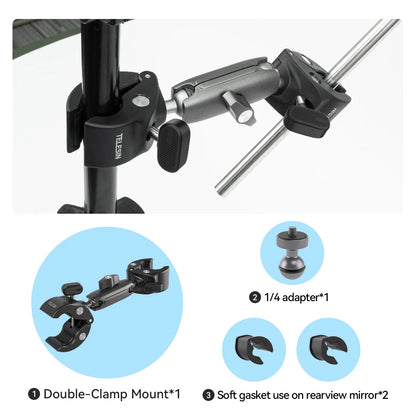 TELESIN Motorcycle Bike Monopod, Panoramic Handlebar Mount, Invisible Selfie Stick Bracket for GoPro Hero, DJI, Insta360