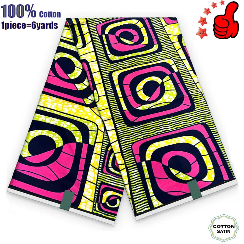 African Real Wax Print Fabric - 100% Cotton Ghana Nigeria Style Ankara Batik Sewing Material