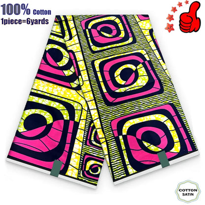 African Real Wax Print Fabric - 100% Cotton Ghana Nigeria Style Ankara Batik Sewing Material