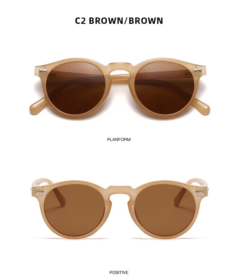 Retro Round Polarized Sunglasses – Vintage Fashion Shades for Men & Women, Driving Eyeglasses