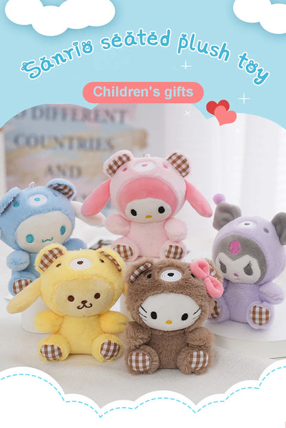 Sanrio Kawaii Plush Keychain — Hello Kitty, My Melody, Kuromi & Cinnamoroll Stuffed Cartoon Doll Pendant for Backpack Decoration
