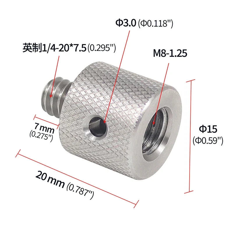 Reinforced Camera Screw Adapter - 1/4 to 3/8 Inch Male Female Thread Converter for Tripod Monopod Ball Head Light Bike Mount