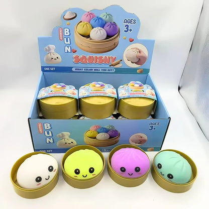 Colorful Dumpling Squishy Toy - Blind Box Stress Relief Fidget Squeeze Toy for Anxiety Relaxation & Happiness