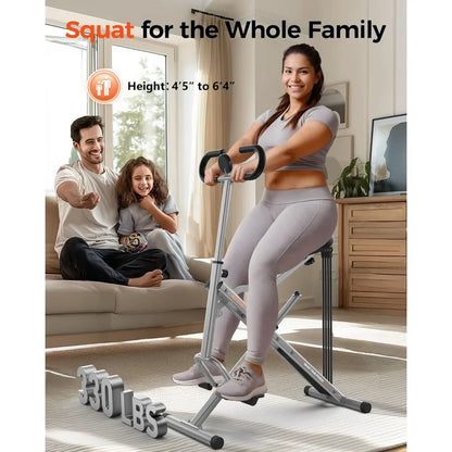 Pink Foldable Squat & Rodeo Core Exercise Machine – Home Fitness Equipment with 4 Adjustable Resistance Bands, 330lbs Capacity