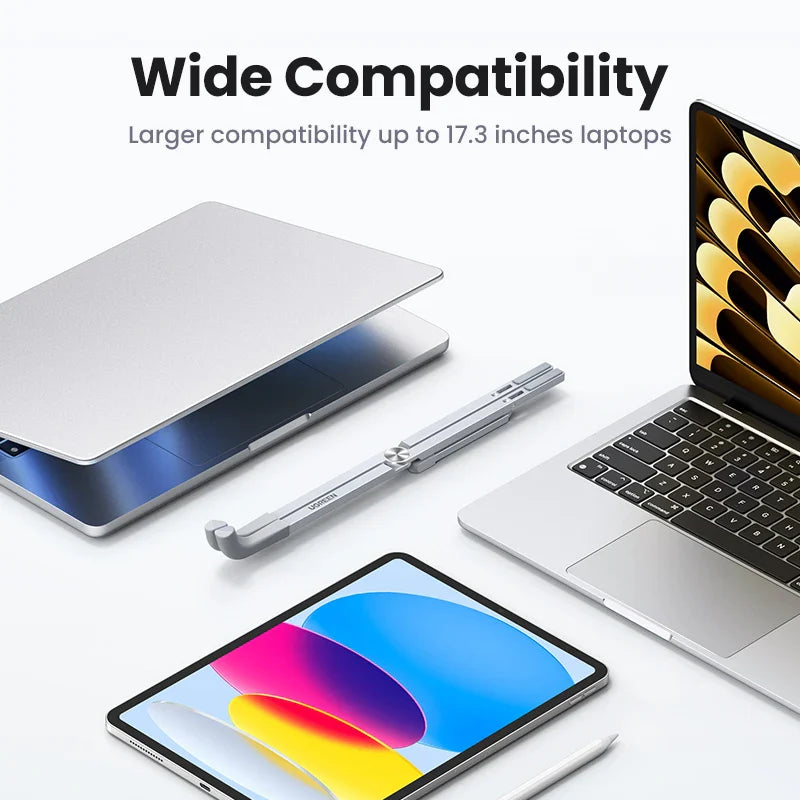 UGREEN Foldable Aluminum Laptop Stand - Vertical Notebook Holder for MacBook Pro Air, Tablet & Phone Support