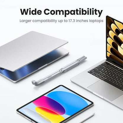 UGREEN Foldable Aluminum Laptop Stand - Vertical Notebook Holder for MacBook Pro Air, Tablet & Phone Support
