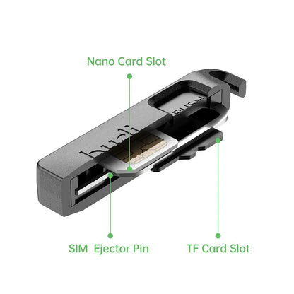 BUDI SIM TF Card Storage Box – Ejector Pin, Anti-Lost Lanyard, Universal SIM Card Tray for Mobile Phones