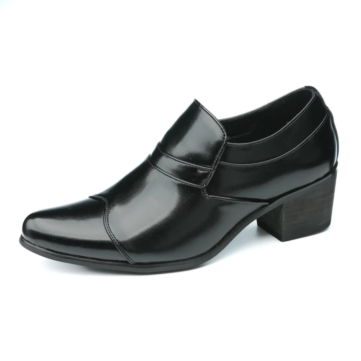 Premium Leather Men’s Slip-On Loafers - Business Casual Wedding Plaid Design Height Increasing Shoes
