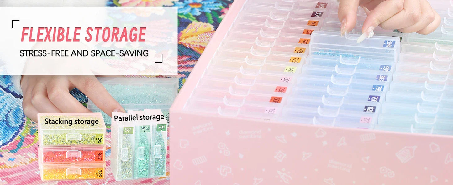 45pcs Diamond Painting Accessories – 2 in 1 Storage Trays with Lids & Bead Organizer