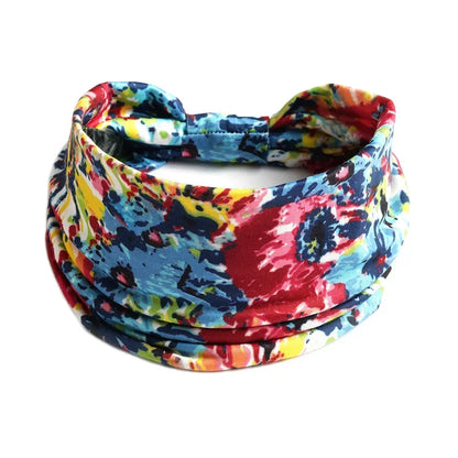 Bohemian Wide Cotton Stretch Headbands for Women – Turban Style Hairbands, Bandana Headwrap Hair Accessories