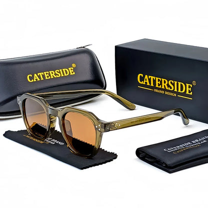 CATERSIDE Retro Polarized Sunglasses – Ultralight TR90 Frame Polygon Style for Men & Women, High-Quality Travel Eyewear