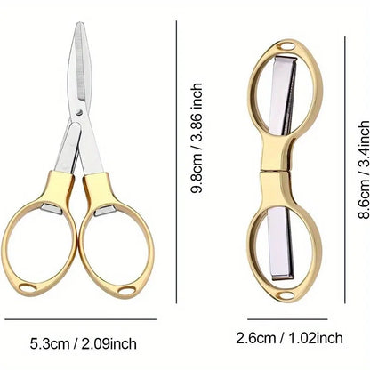 Folding Stainless Steel Scissors - Portable Fishing Line Cutter Sewing Needlework and Stationery Multi-Tool