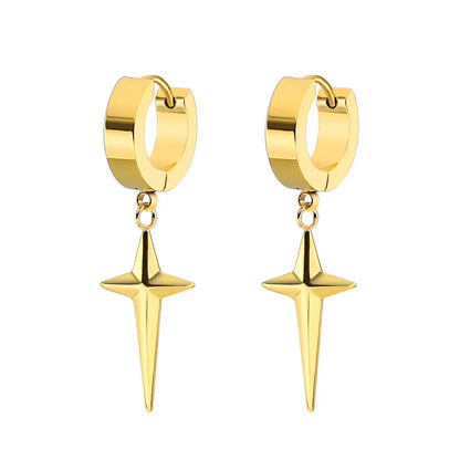 Gold Cross Huggie Hoop Earrings - Minimalist Dangle Charm Jewelry for Men & Women
