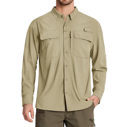 TACVASEN Men's UPF 50+ Sun Protection Fishing Shirt – Quick-Dry Long Sleeve Mesh Hiking & Work Shirt