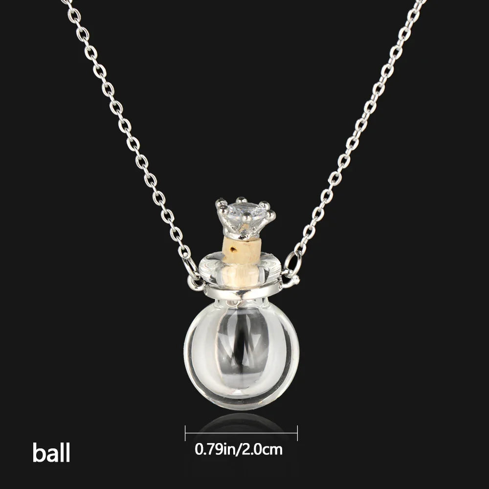 Openable Water Drop Heart Steel Chain Necklace – Essential Oil Pendant Glaze Vial Memorial Jewelry