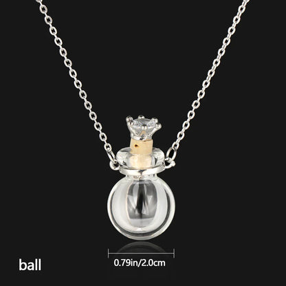 Openable Water Drop Heart Steel Chain Necklace – Essential Oil Pendant Glaze Vial Memorial Jewelry