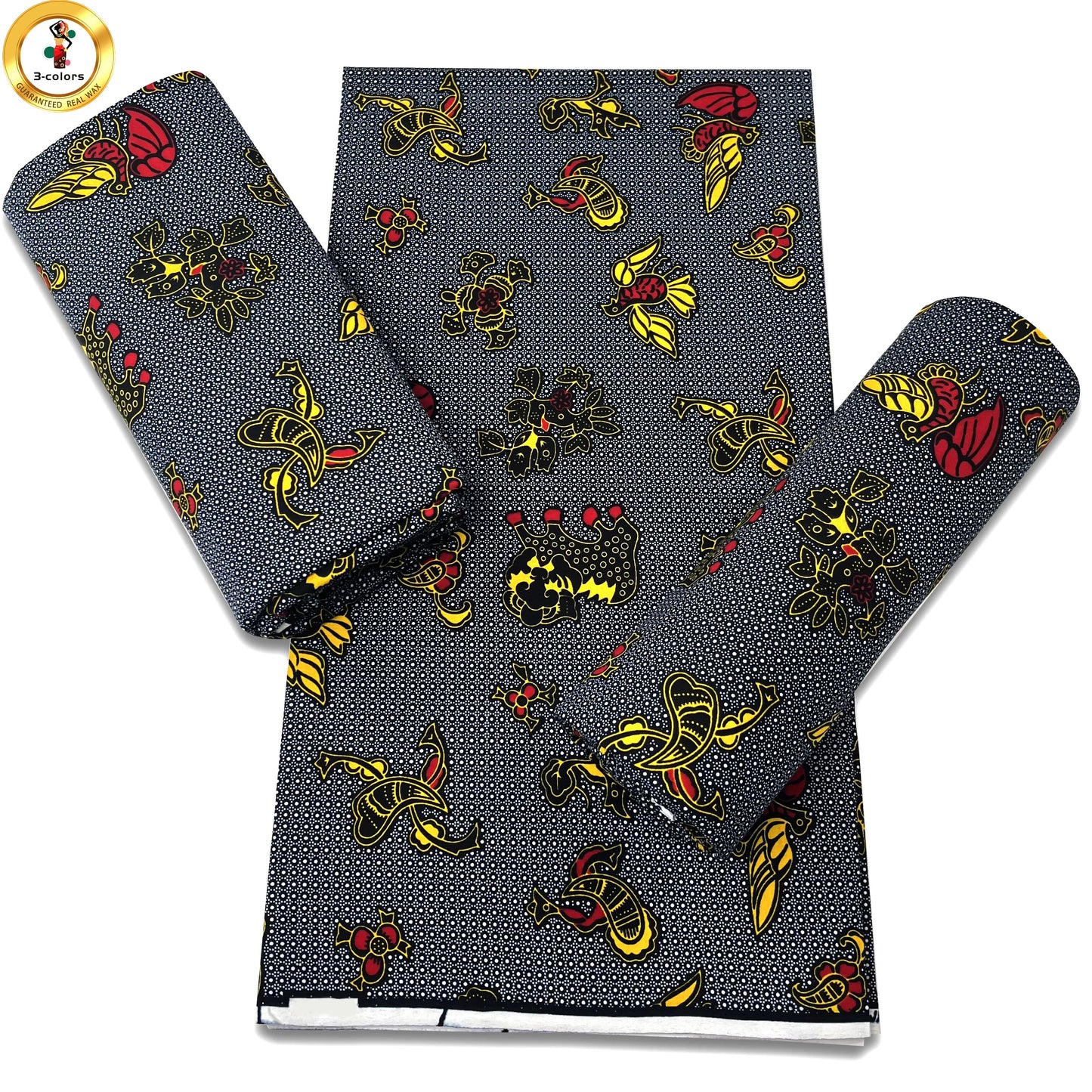 African Real Wax Print Fabric - 100% Cotton Soft Ankara Pagne Material for Dresses
