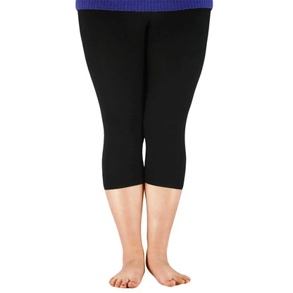 Women Bamboo Fiber Elastic Waist Leggings – Plus Size High Stretch Casual Workout Basic Pants Soft Comfortable Fitness Leggings