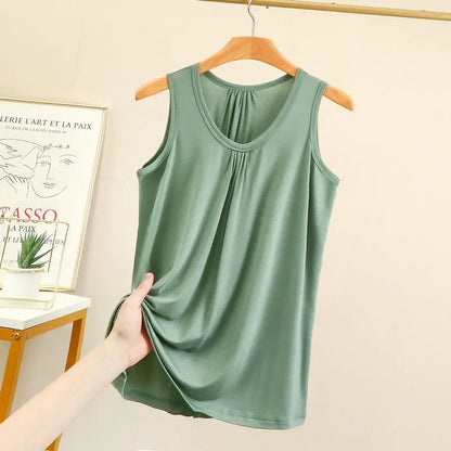 Women’s Plus Size Modal Tank Top - Loose Fold Sleeveless Summer Vest Shirt XL-6XL Casual Homewear