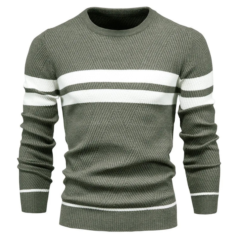 Men's Autumn Patchwork Sweater - O-Neck Long Sleeve Slim Fit Warm Casual Fashion Pullover Top