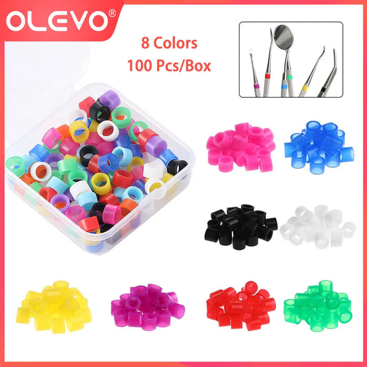 100pcs Dental Silicone Color Code Rings - Autoclavable Instrument Marking Bands for Dentist Surgical Tools Identification