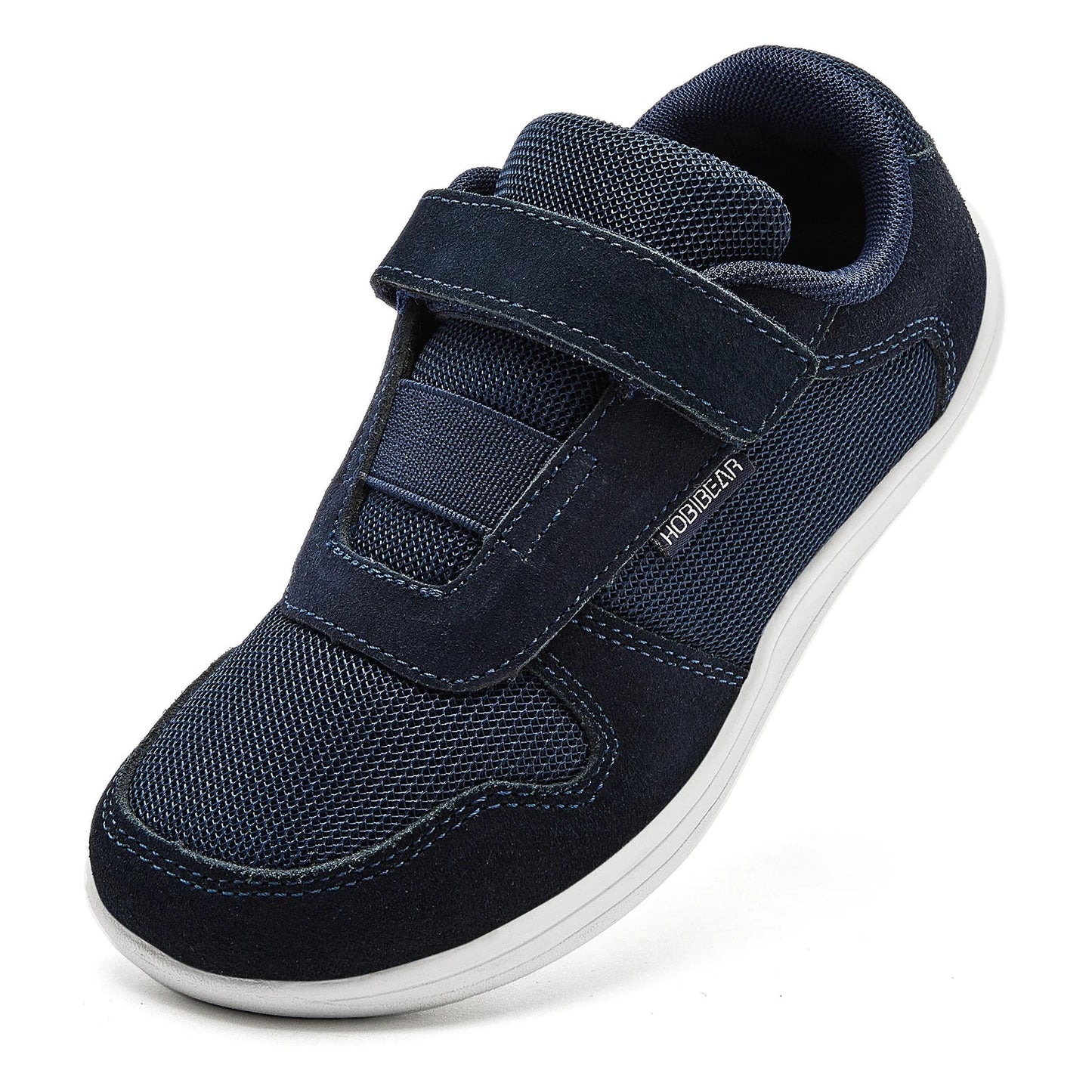 HOBIBEAR Kids Wide Toe Barefoot Shoes – Minimalist Hook & Loop Sneakers, Lightweight Artificial Leather Mesh for Little & Big Kids