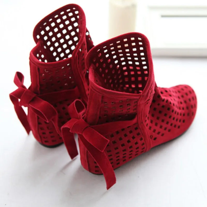 NASBAVI Women’s Hollow Summer Boots - Openwork Crochet Lace Ankle Booties, Fashionable Plus Size 43
