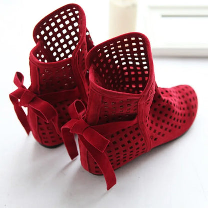NASBAVI Women’s Hollow Summer Boots - Openwork Crochet Lace Ankle Booties, Fashionable Plus Size 43