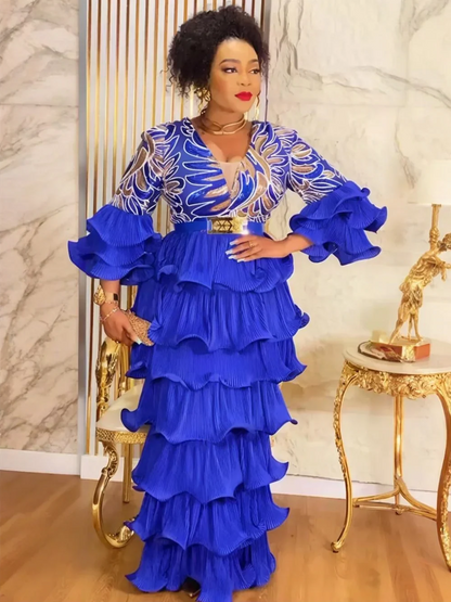 Plus Size African Party Dress - 2026 Dashiki Ankara Sequin Maxi Gown for Weddings, Evening Parties & Muslim Events