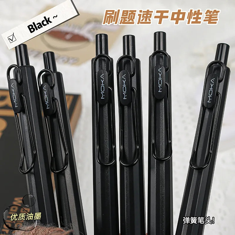 Retractable Gel Ink Pen - 0.5mm Quick-Drying Black Ink with Silicone Grip & Smooth Writing