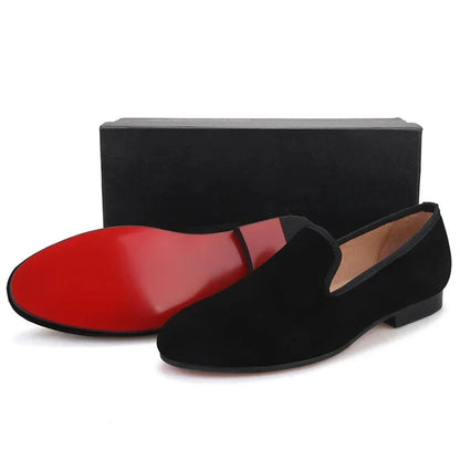 Men's Red Bottom Loafers - Solid Slip-On Party & Dress Shoes Size 38-48