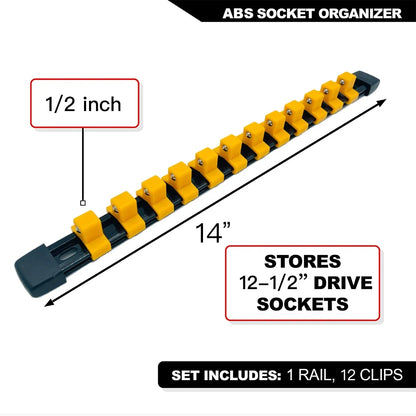 Socket Organizer Set - 1/4 3/8 1/2 Inch Socket Holder Trays for Tool Box Drawers & Storage Rails