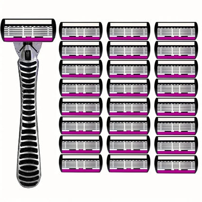 3/6/12PCS Men’s Safety Razor Blades - 6-Layer German Stainless Steel Shaving Cartridges Compatible with Mach Razors