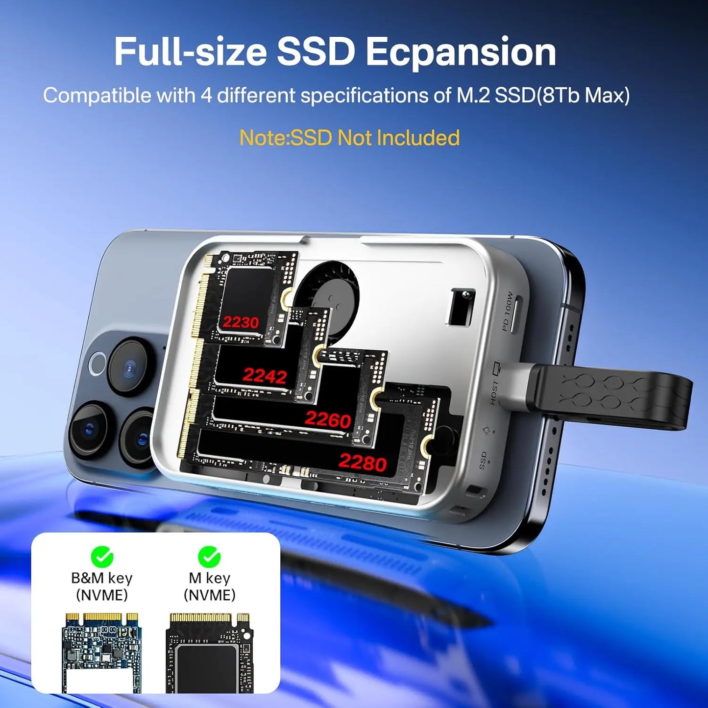 Acasis Magnetic M.2 NVMe SSD Enclosure - 10Gbps USB-C Docking Station with HDMI 4K60Hz, SD/TF & PD 100W Support