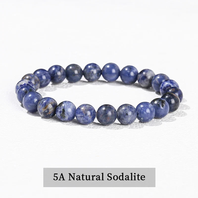 Natural Stone Beaded Bracelet - Obsidian, Fluorite & Quartz Healing Stretch Jewelry for Men & Women