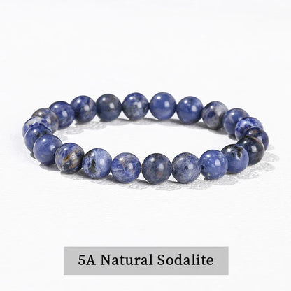Natural Stone Beaded Bracelet - Obsidian, Fluorite & Quartz Healing Stretch Jewelry for Men & Women