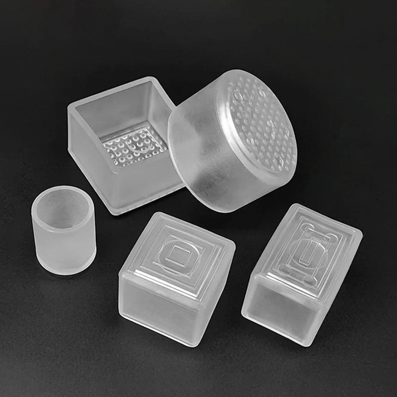 Transparent Silicone Furniture Leg Protectors - Round Chair & Table Foot Covers for Scratch Prevention