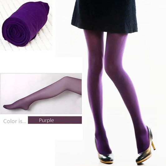 Purple Opaque Tights - Seamless Nylon Pantyhose Stockings for Women, Office & Everyday Wear