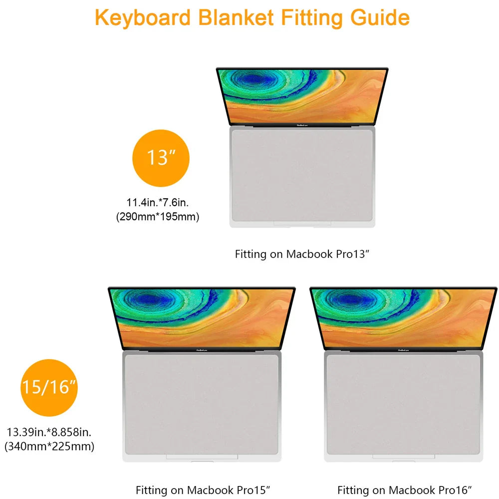 Microfiber Dustproof Protective Film Notebook Keyboard Blanket Cover - Laptop Screen Cleaning Cloth for MacBook Pro 13/15/16 Inch