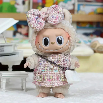 Mini Doll Clothes Outfit - Kpop EXO Labubu Idol V1 V2 Skirt & Sweater Set, Korea-Inspired Gift