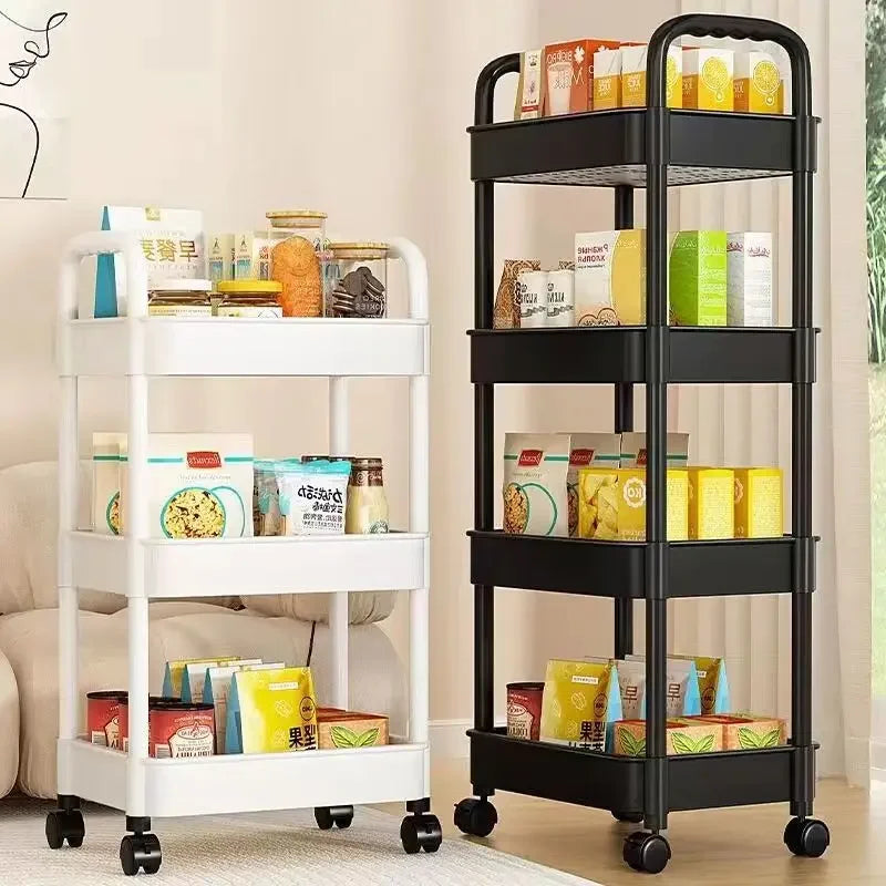 Multi-Layer Trolley Rack: Mobile Storage for Kitchen, Bedroom, Bathroom - Ideal for Baby Snacks and Bathroom Storage