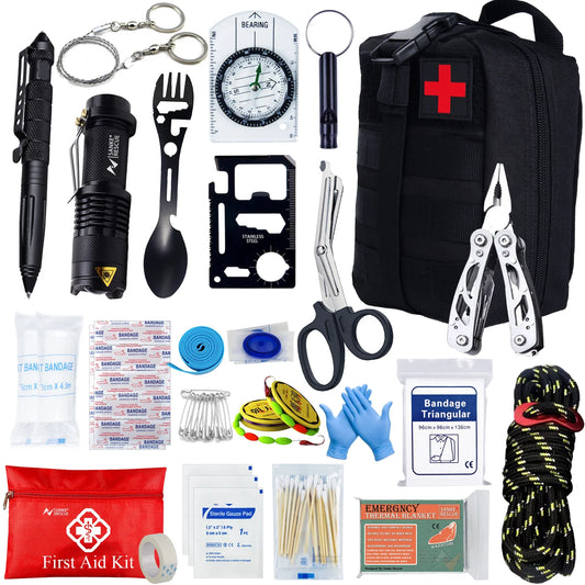 Survival First Aid Kit - MOLLE Outdoor Emergency Trauma Bag for Camping Hiking IFAK EDC Adventure Gear