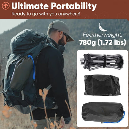 WESTTUNE Ultralight Camping Chair - 780g Lightweight Aluminum Mesh Chair for Backpacking, Hiking & Travel