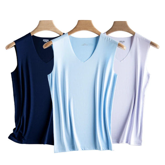 Men’s Silk Seamless Tank Top – Sleeveless Sport Vest Casual Gym Undershirt for Summer Comfort Wear