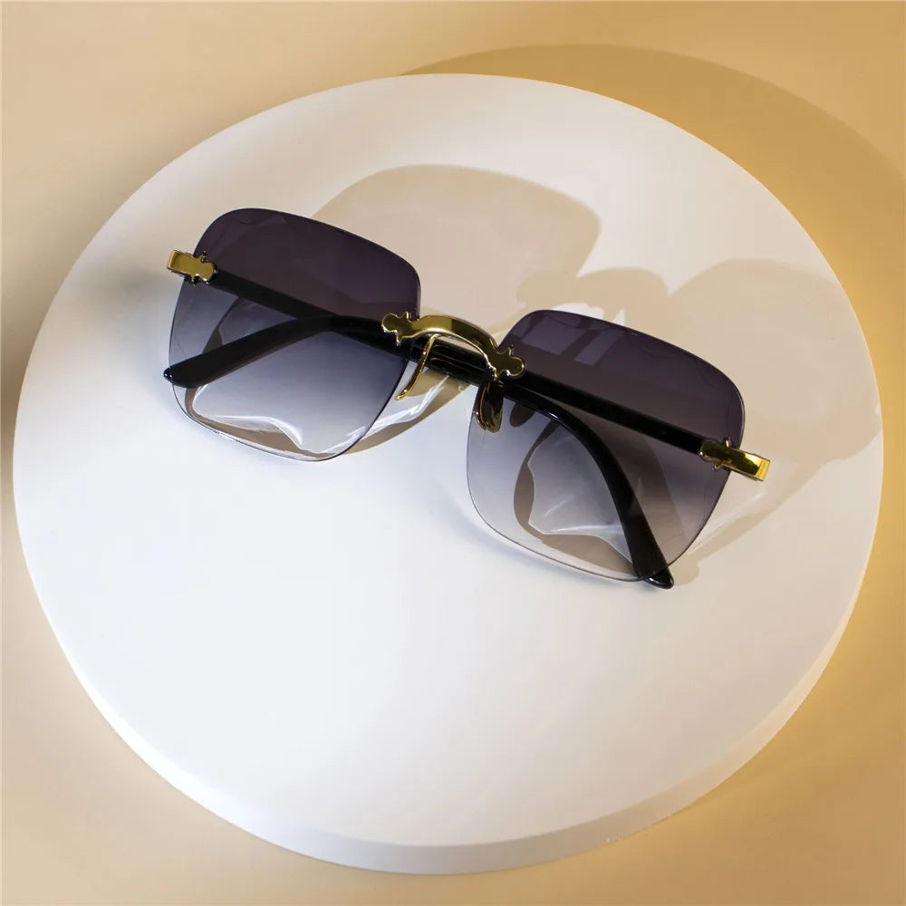 4PCS Rimless Square Fashion Sunglasses - Luxury Style Red Designer Shades for Women and Men Summer Eyewear